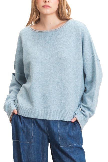Relaxed Wide Neck Knit Sweater