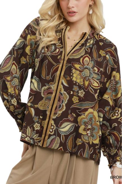 Floral Print Long Sleeve Blouse