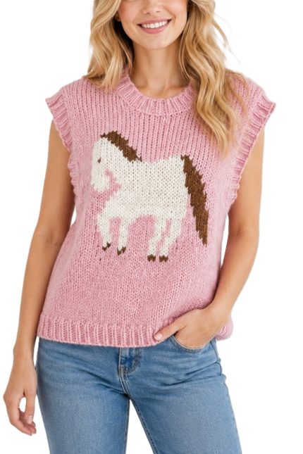 Horse Intarsia Sweater Vest