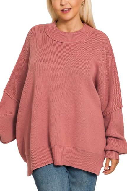 Plus Side Slit Oversized Sweater