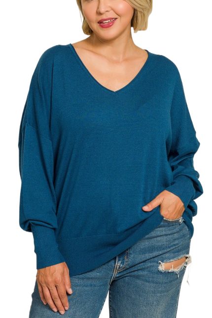 Plus V-neck Wool Blend Sweater