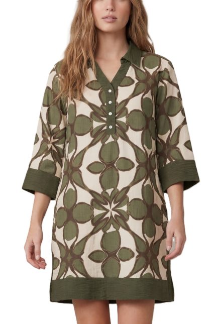 Half Sleeve Printed Mini Dress