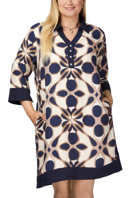 Plus Half Sleeve Printed Mini Dress