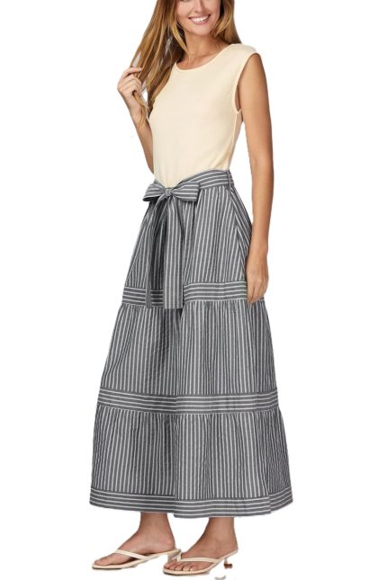 Striped Combo Midi Dress