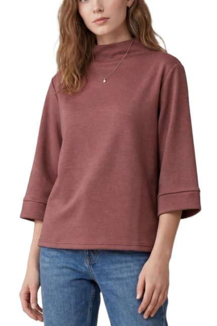 3/4 Sleeve Knit Mock Neck Top