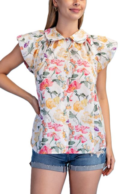 Floral Print Button Down Top