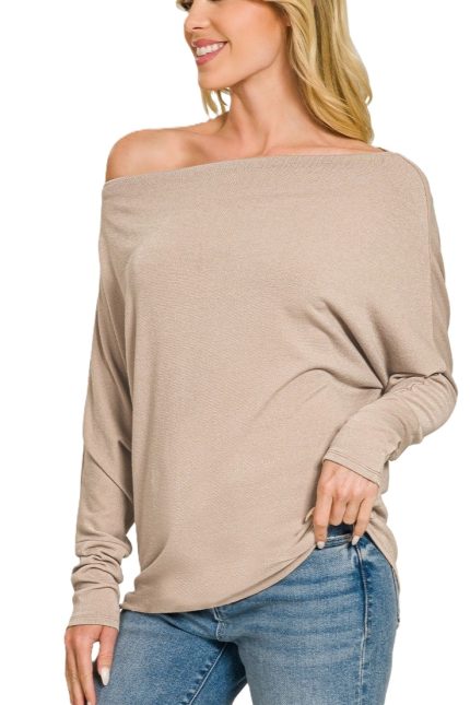 Hacci Dolman Sleeve Boat Neck Top