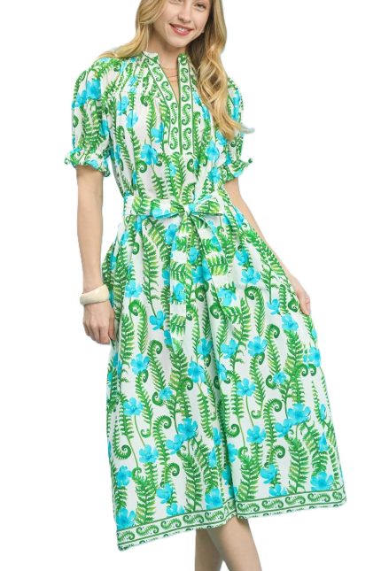 Tropical Floral Midi Dress