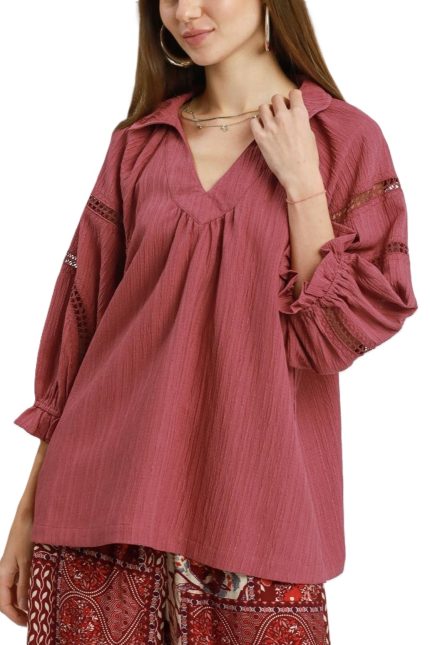 Embroidery Puff Sleeve Top