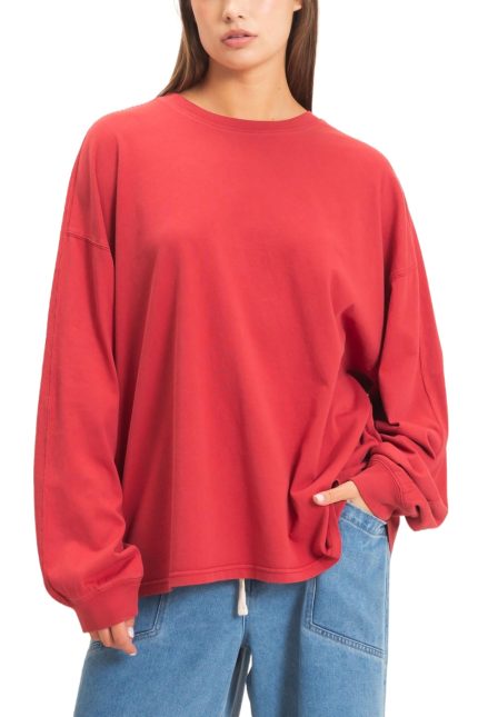 Pigment Dye Oversized Long Sleeve Top