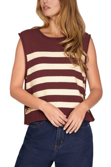 Sleeveless Stripe Sweater Top