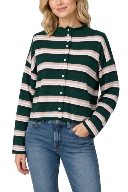 Striped Mock-neck Cardgian