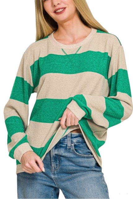 Brushed Striped Hacci Sweater
