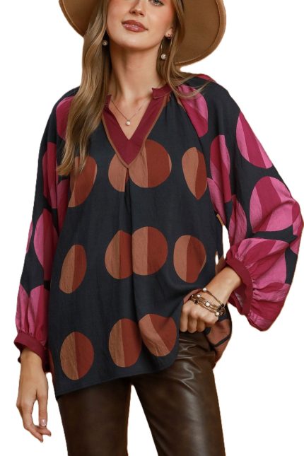 Polka Dot Long Sleeve Blouse