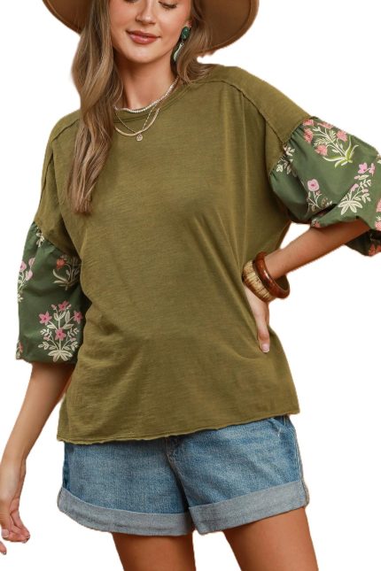 Floral Print Mineral Wash Top