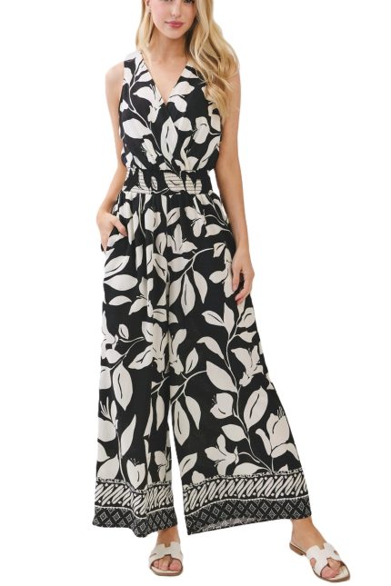 Surplice Sleeveless Wide Leg Jumpsuit