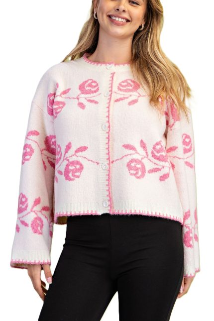 Rose Print Cardigan