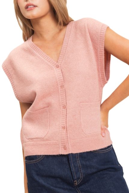 V-neck Buttoned Sweater Vest
