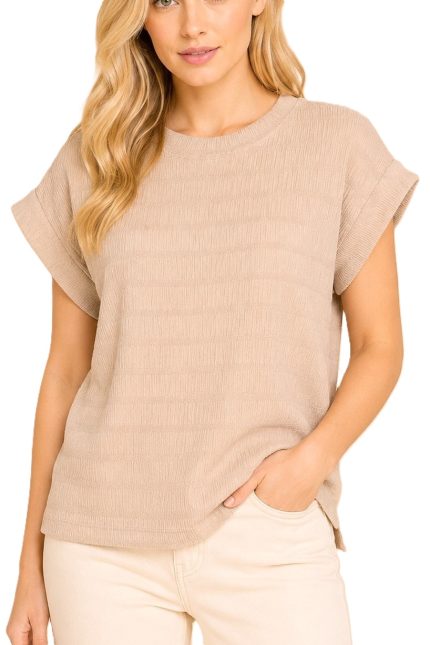 Smocked Fabric Cap Sleeve Relaxed Top