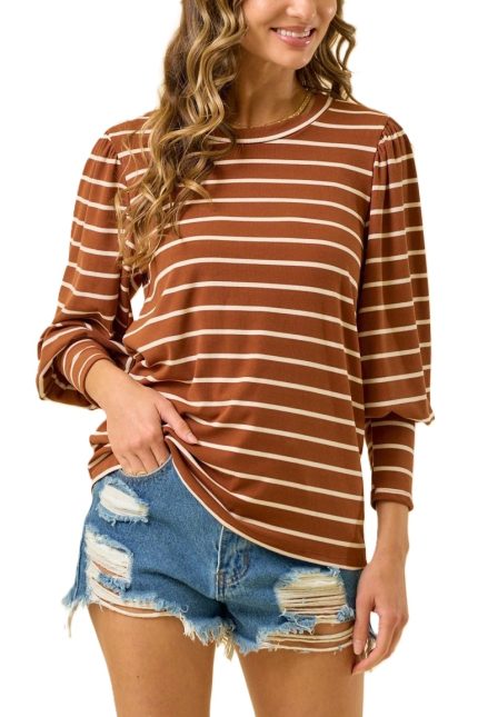 Sabrinas Striped Long Sleeves Top
