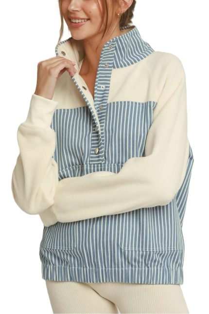 Solid And Denim Contrast Pullover