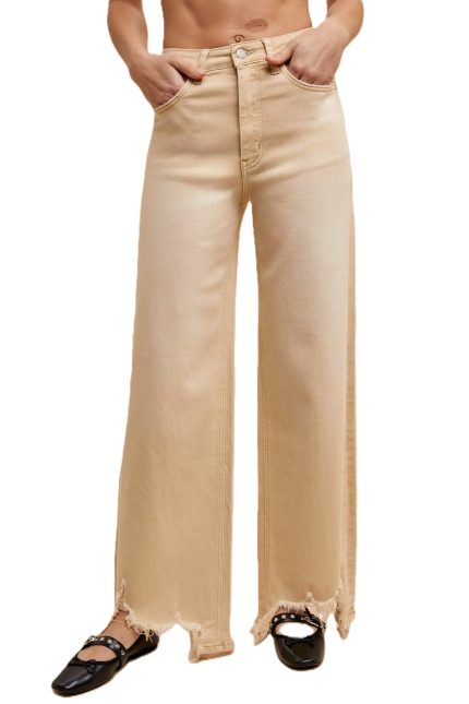 Asymmetrical Distressed Hem Straight Fit Jeans
