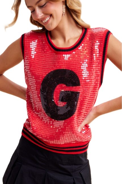 Gameday Letter Sequin Sweater Vest