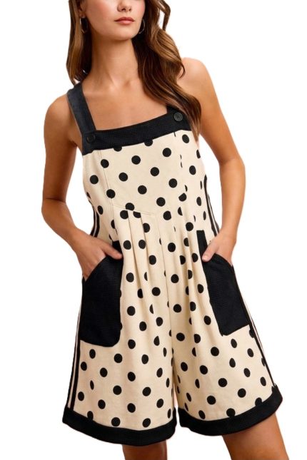 Twill Polka Dot Contrast Thermal Side Trim Shortall