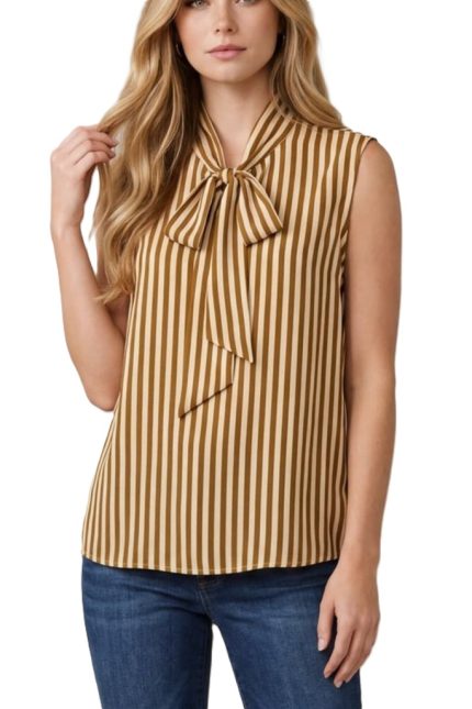 Sleeveless Woven Striped Top