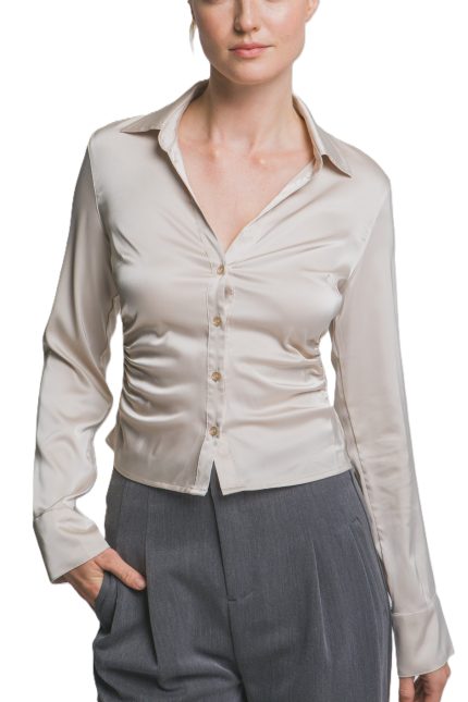 Ruched Side Satin Shirt