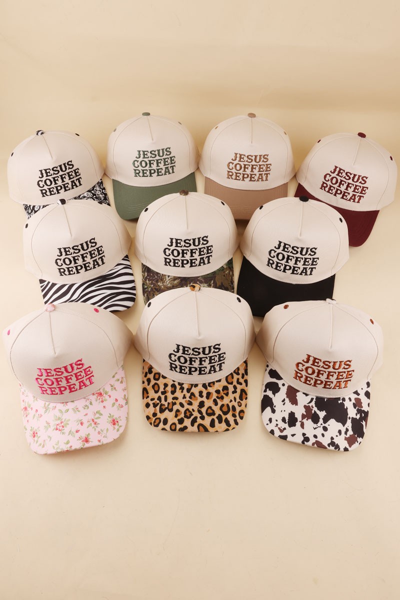 Jesus Coffee Repeat Two Tone Snapback Hat