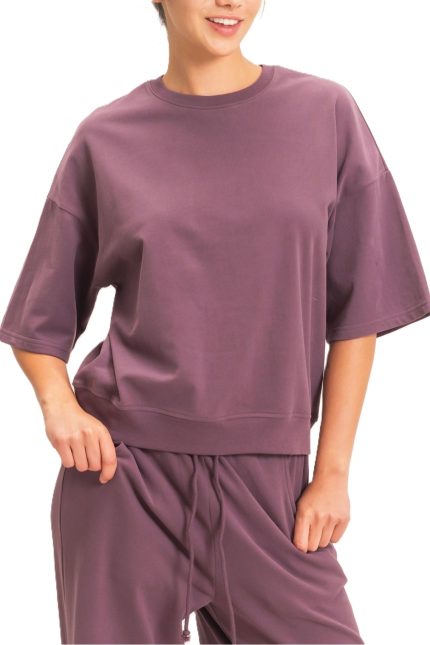Washed Crew Neck Short Sleeve Top