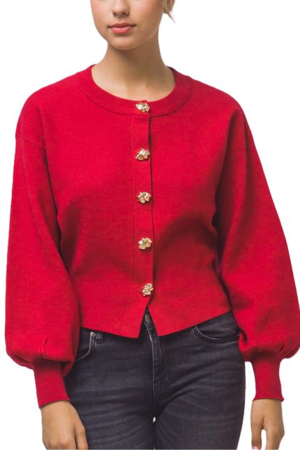Crewneck Knit Cardigan