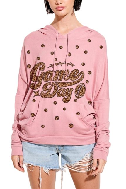 Gameday Print Hoodie Long Sleeve Top
