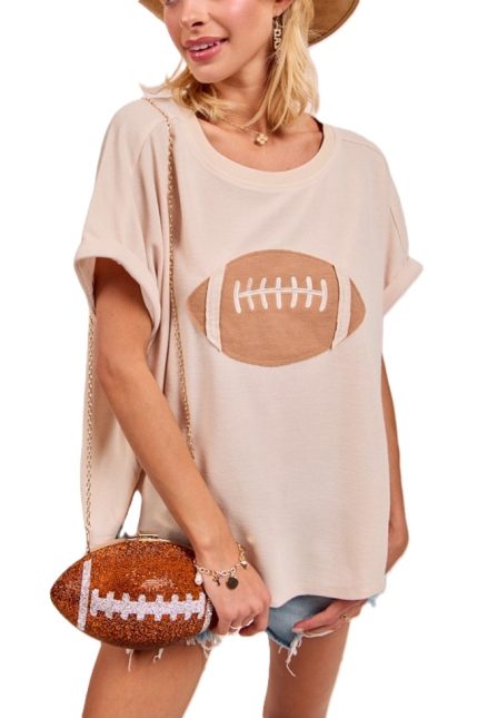 Gameday Football Patchwork Waffle Short Top