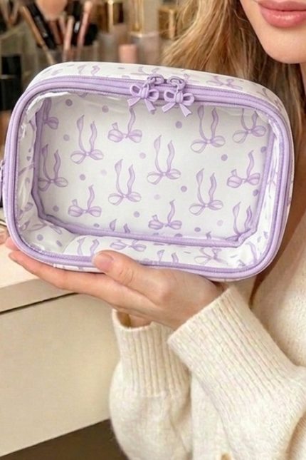 Coquette Bow Transparent Cosmetic Bag