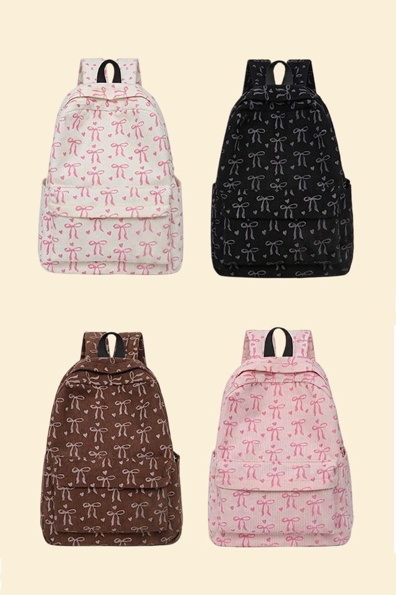 Coquette Bow Corduroy Backpack