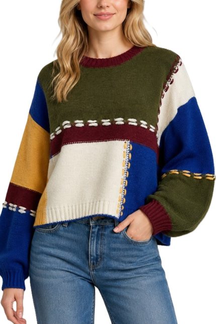 Color Block Patch Sweater