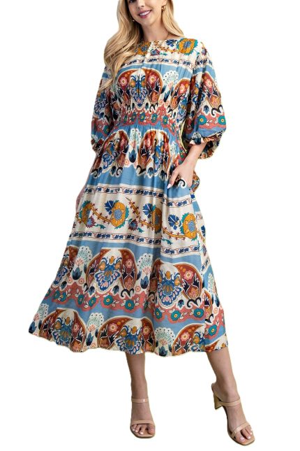Printed Midi Dress