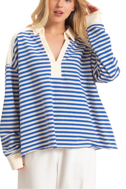 Striped Henley Sweatshirt