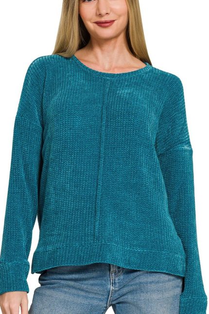 Chenille Waffle Center Seam Sweater