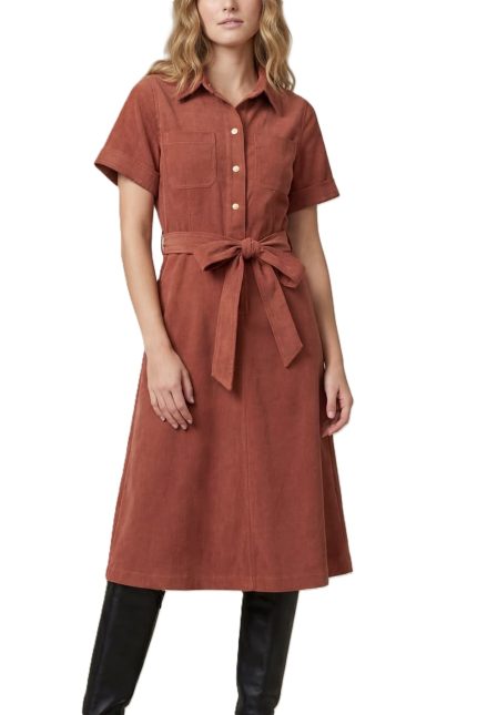 Corduroy Shirt Midi Dress