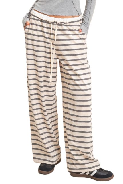 Striped Wide-leg Pants