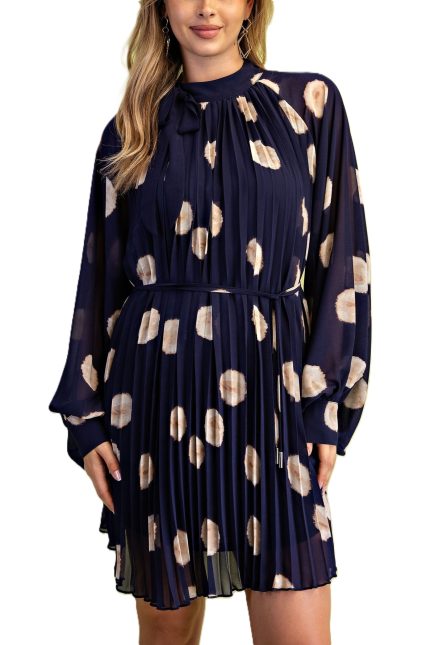 Polka-dot Pleated Dress