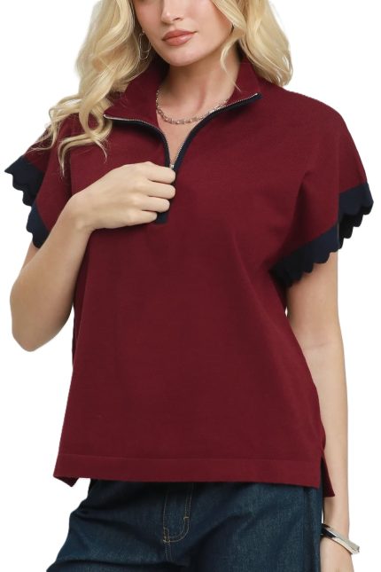 Half Zip Sweater Knit Top