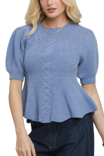 Cable Knit Peplum Sweater Top