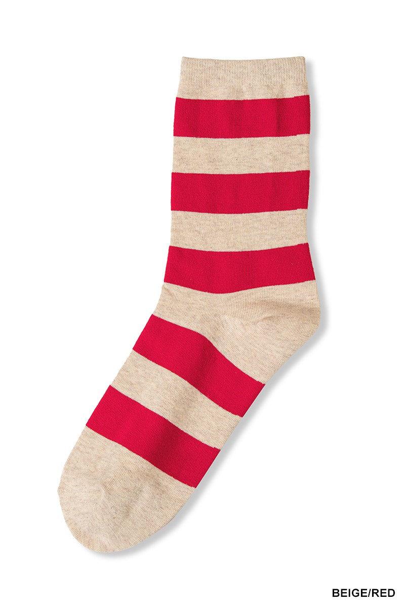 Striped Crew Socks, 3 Pairs In 1 Pack