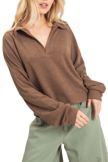 Open Collar Knit Pullover