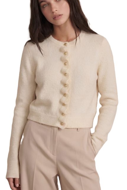 Ruffle-placket Cardigan