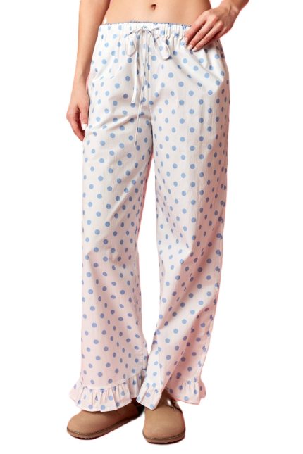 Polka Dot Printed Lounge Wear Wide Pants